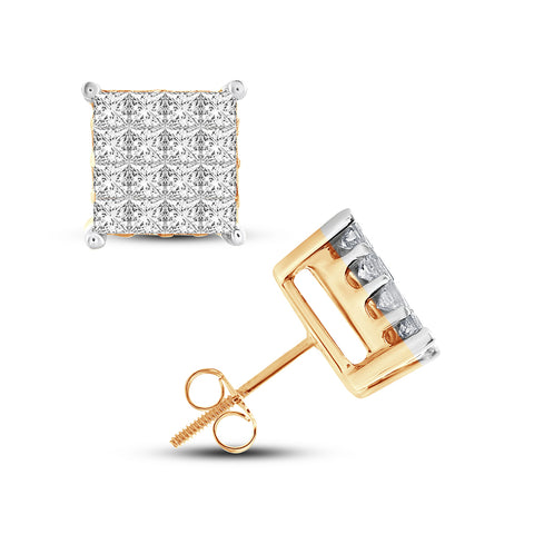 14k 1.00ct Princess Cut Earring