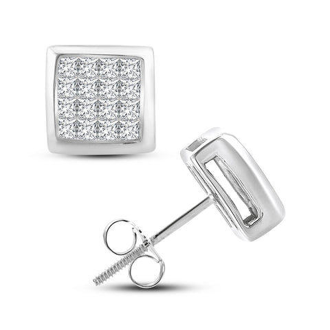 14K 0.50CT Princess Cut Diamond Earring